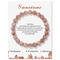 Handgefertigtes 8mm Natur-Sonnenstein Perlenarmband auf einer Reinigungs-Displaykarte - Sonnenstein (FK2473-19CM) / 19cm Karte