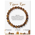 Handgefertigtes 8mm Tigerauge Perlenarmband auf einer dekorativen Geschenk-Präsentationskarte - Tigerauge (FK2474-19CM) / 19cm Karte