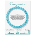 Handgefertigtes 8mm Türkis Perlenarmband auf Displaykarte für Mut und Selbstvertrauen - Türkis (FK2475-19CM) / 19cm Karte