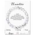 Howlite 8mm Perlenarmband auf weißer Heilungskarte für Fokus und Beruhigung - Howlith (FK2478-19CM) / 19cm Karte