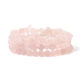 Rosa Quarz Kristall Armband Set mit unregelmäßigen Steinen und runden Perlen für Damen - 6mm Rosenquarz