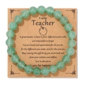 Detail of green beaded bracelet on natural kraft teacher gift card with inspirational quote - Teacher's Day Green Aventurine Style (FK2160-19CM) / 19cm