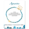 Natural apatite 3mm bead bracelet with gold heart charm and adjustable lobster clasp - Apatite