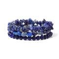 Dreiteiliges Set aus Lapislazuli-Perlenarmbändern mit unregelmäßigen Chips und polierten Steinen - 6mm Lapislazuli