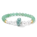 Elastische armband met lichtgroene edelsteen en barokke parels met goudaccenten - Aventurijn Stijl (FD11463-19CM)