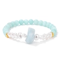 Elastische kralenarmband met blauwe natuursteen, barokparels en gouden accenten - Amazoniet Stijl (FD11464-19CM)