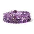 Dreiteiliges Set Amethyst-Armbänder mit unregelmäßigen, ovalen und runden Perlen - 6mm Amethyst