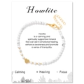 Minimalist white howlite faceted bead bracelet with a gold heart charm and extension chain - White Howlite