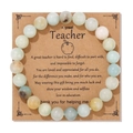 Braccialetto in pietra naturale 8mm regalo insegnante su carta kraft con mela - Stile Amazonite Festa Degli Insegnanti (FK2159-19CM) / 19cm