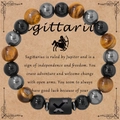 Bracciale elastico Sagittario 8mm in occhio di tigre e agata nera per uomo - Sagittario