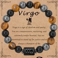 Bracciale elastico da uomo con perline di occhio di tigre e onice 8mm segno Vergine - Vergine