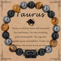 Bracciale Toro con perline da 8mm in occhio di tigre, ematite e onice nero - Toro