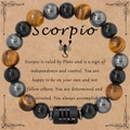 Bracciale elastico Scorpio da uomo in occhio di tigre e agata nera da 8 mm - Scorpione