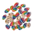 Rainbow painted and natural white seashells for DIY jewelry making and craft projects - Rainbow Horizontal Stripe Style (BK0011)