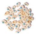 Gold-rimmed natural cowrie shell charms with evil eye beads for DIY bohemian jewelry - Bk0014-10pcs