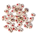 Natural cowrie shell charms with red evil eye motif for DIY jewelry making - Red Eye Spot Style (BK0015)