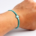 Natural turquoise cross charm beaded bracelet for men and women on a white background - Column Beads With Cross (04)