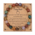 Natuurlijke amethist kralenarmband 8mm op cadeaukaart voor leraar waardering - Dag Van De Leraar Gekleurde Agaat Stijl (FK2158-19CM) / 19cm