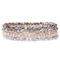 Juego de cuatro pulseras elásticas de cuentas de cristal tallado de 4 mm en oro rosa - Estilo Gris Oscuro Oro Rosa (FK1283-19CM)