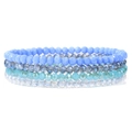 Set de cuatro pulseras elásticas de cristal de vidrio facetado de 4mm en tonos azules y claros - Estilo Tono Frío Azul Verde (FK1284-19CM)