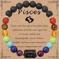 Bracciale segno Pesci con pietre laviche naturali e perline colorate curative - Pesci - Senza Carta