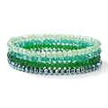 Set de pulseras elásticas de 4 capas con cuentas de cristal facetadas en verde - Estilo Degradado Verde (FK1432-19cm)
