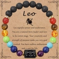 Bracciale zodiaco Leone con pietre laviche naturali e perline chakra multicolore - Leone - Senza Carta