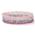 Elegantes pulseras elásticas de 4 capas con cuentas de cristal facetadas de 4mm en rosa - Estilo Rosa Blanco Rojo Marrón (FK1433-19cm)