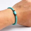 Ethnic bohemian turquoise beaded bracelet with large irregular natural stone center piece - Ethnic Disc Center Stone Style (09)