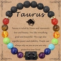 Bracciale a tema Toro in pietre laviche naturali e gemme colorate su carta vintage - Toro - Senza Carta