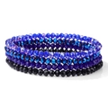 Juego de cinco pulseras elásticas de cuentas de vidrio facetadas de 4mm en azul y morado - Estilo Azul Púrpura Negro (FK1436-19cm)