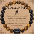 Bracciale Acquario con occhio di tigre e onice nera su carta vintage - Senza carta / Acquario