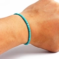 Natural turquoise beaded bracelet featuring polished cylindrical stones on the wrist - Sky Blue Cylinder Style (12)