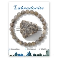 Pulsera elástica de cuentas de labradorita de 8mm con piedra natural en tarjeta - Piedra de Flash (Labradorita)