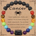 Bracciale energetico Cancro in pietre naturali con roccia lavica e perle curative - Cancro - Senza Carta