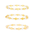 Three-piece stackable yellow crystal beaded bracelet set with golden metal spacers - Yellow Style (FK2603-19CM)
