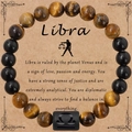 Bracciale Libra con occhio di tigre giallo e agata nera su cartoncino display vintage - Senza carta / Bilancia