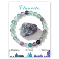 Pulsera de cuentas de fluorita natural de 8 mm con piedra de cristal natural en tarjeta - Fluorita de Colores