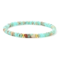 Pulsera de cuentas de piedra imperial azul con cuenta central y espaciadores dorados - Azul Claro (FD11572)