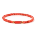 Pulsera elástica con cuentas de piedra imperial azul púrpura y separadores dorados - Rojo (FD11575)
