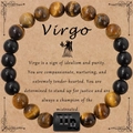 Bracelet en perles d'œil de tigre et onyx noir avec gravure du signe Vierge - Vierge