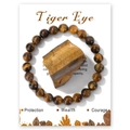 Pulsera elastica de cuentas de ojo de tigre de 8 mm con textura de piedra natural real - Pulsera de piedra ojo de tigre