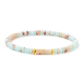 Pulsera de cuentas de piedra imperial azul con espaciadores dorados y piedras de rueda - Azul Claro (FD11576)