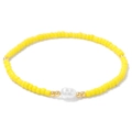 Détail du bracelet bohème en perles jaunes avec perle baroque naturelle et accents dorés - Jaune