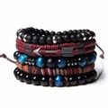 Fünfteiliges Boho-Armband-Set mit blauem Tigerauge-Naturstein und Metall-Pfeil-Anhänger - Saphirblaues Tigerauge Pfeil Armband (FD4424)