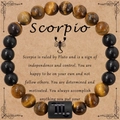 Bracelet zodiaque Scorpion avec pierres œil de tigre jaunes et perles d'agate noire - Scorpion
