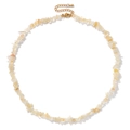 Detailed view of yellow crystal stone necklace with golden lobster clasp and extender - Irregular Chip Stone Necklace (CZ0130) / Citrine