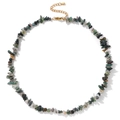 Macro detail of Bohemian irregular natural crystal stone necklace with golden lobster clasp - Irregular Chip Stone Necklace (CZ0119) / India Agate