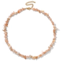 Detailed macro view of irregular natural crystal stone necklace with gold lobster clasp - Irregular Chip Stone Necklace (CZ0127) / Sunstone