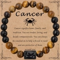 Bracelet zodiaque Cancer avec perles d'oeil de tigre jaune et pierres d'obsidienne noire - Cancer